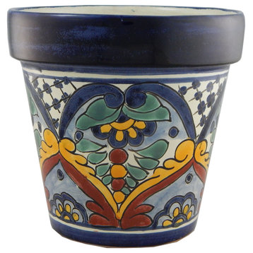 Mexican Ceramic Flower Pot Planter Folk Art Pottery Handmade Talavera 21