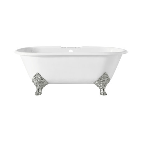 Cheviot Products Carlton Cast Iron Bathtub With Faucet Holes, Chrome