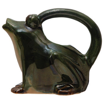 Stoneware Frog Watering Pitcher, Green
