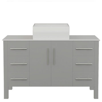 48" Grey Cabinet, White Porcelain Top and Sink