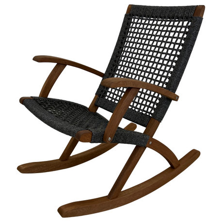 Eucalyptus and Rope Rocking Chair, Grey Rope