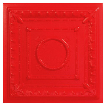 20"x20" Romanesque Wreath, Styrofoam Ceiling Tile, Red