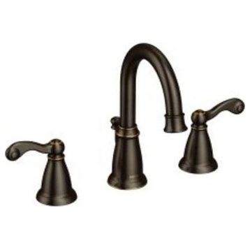 Classic Bathroom Faucet, Curved Spout & 2 Levers, Mediterranean Bronze
