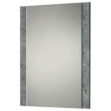Modrest Domus Rado 39x33" Modern Wood Veneer & Stucco Mirror in Gray