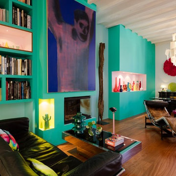 Salon éclectique dans un Loft, ancien entrepôt de matelas