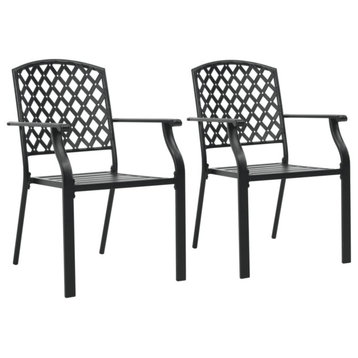 Vidaxl Stackable Outdoor Chairs, Set of 2, Steel Black