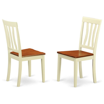 Kitchen Dining Chair Wood Seat With Buttermilk And Cherry Finish - Set Of 2