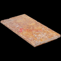 peach blend bullnose travertine pool copings 16x24 - Wall And Floor Tile