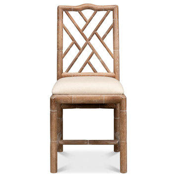 Brighton Bamboo Whitewashed Wood Dining Chairs