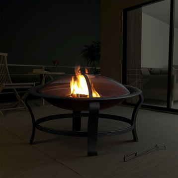 19.68'' H x 30'' W Steel Wood Burning Outdoor Fire Pit
