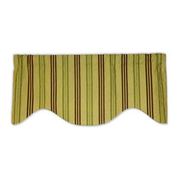 Priority Home and Design - Green and Brown Stripe Shaped Valance - Valances