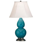 Robert Abbey - Robert Abbey 1772 Small Double Gourd - One Light Table Lamp - Shade Included: TRUE  Cord Color: SilverSmall Double Gourd One Light Table Lamp Peacock Glazed Ivory Silk Stretched Fabric Shade *UL Approved: YES *Energy Star Qualified: n/a  *ADA Certified: n/a  *Number of Lights: Lamp: 1-*Wattage:150w E26 Medium Base bulb(s) *Bulb Included:No *Bulb Type:E26 Medium Base *Finish Type:Peacock Glazed