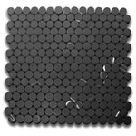 Stone Center Online - Penny Round Nero Marquina Black Marble Mosaic Tile Polished 3/4 inch, 1 sheet - Premium Grade Nero Marquina Marble Quarter Round Mosaic Tile. Black Marquina Nero Marquina Marble Polished 3/4 in. Round Mosaic Wall and Floor Tiles are perfect for any residential / commercial projects. The Nero Marquina Marble 3/4 inch Penny Round Mosaic Tile can be used for kitchen backsplash, bathroom flooring, shower surround, dining room, entryway, corridor, kitchen backsplash, spa, etc. Our timeless Nero Marquinia Black Marble 3/4 inch Penny Round Waterjet Mosaic Tile with a large selection of coordinating products is available and includes hexagon, herringbone, basketweave mosaics, 12x12, 18x18, 24x24, subway tile, moldings, borders, and more.
