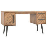 Kosas Home - Soren Natural Brown Oak Wood Desk by Kosas Home - The Soren Desk is the perfect combination of rich textures and simple detailing. The beauty of this piece is highlighted by clean lines and a unique combination of herringbone and solid wood panels on the body of the desk.