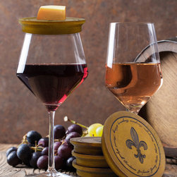 Epicureanist Wooden Wine Glass Appetizer Lids (Set of 4) - Tabletop