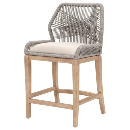 Loom Counter Stool Platinum Rope, Light Gray, Natural Gray Mahogany