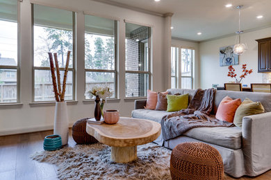 Example of a mid-sized open concept living room design in Seattle
