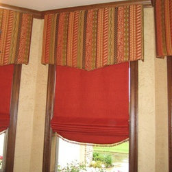 Striped valance and soft shades - Window Treatments