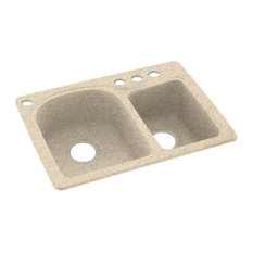 Swan 18x25x7 Solid Surface Kitchen Sink, 4-Hole, Bermuda Sand