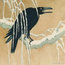 "Blackbird in Snow" Japanese Print Cushion, 50x50 cm