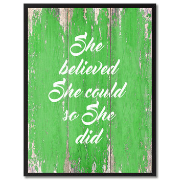 She Believed She Could So She Did Inspirational, Canvas, Picture Frame, 28"X37"