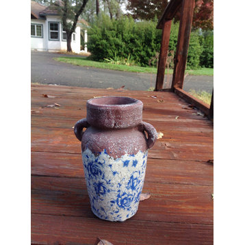 Vintage Old World Blue and White Ceramic Jug
