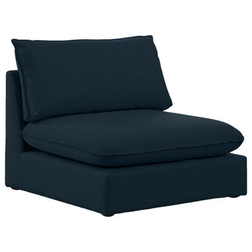 Mackenzie Linen Textured Fabric Upholstered Armless Chair, Navy