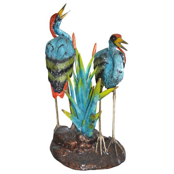 Two colored Herons fountain -  Size: 53"L x 40"W x 88"H.