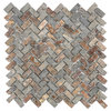 Crag 12"x12" Natural Stone Mosaic Tiles, Slate, Herringbone