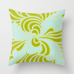 Squared Swirls Green+Blue Accent Throw Pillow - Decorative Pillows