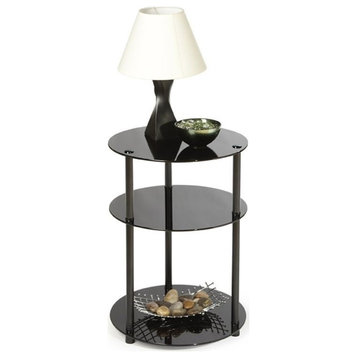 Convenience Concepts Designs2Go Classic Glass 3 Tier Round Accent Table in Black