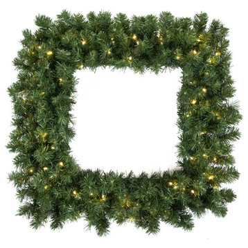 Vickerman G126031Led 30" Christmas Square Wreath, Warm White Wide Angle Lights