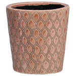 Urban Trends - Round Ceramic Pot With Leaf Shape Pattern Design, Gloss Apricot - UTC pots are made of the finest terras which makes them tactile and attractive. They are primarily designed to accentuate your home, garden or virtually any space. Each pot is treated with a gloss leaf finish that gives them rigidity against climate change, or can simply provide the aesthetic touch you need to have a fascinating focal point!!