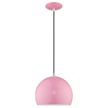 Livex Lighting Shiny Pink 1-Light Mini Pendant