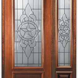 Prehung Side light Door 80 Wood Mahogany Brazos 3/4 Lite Glass - Front Doors