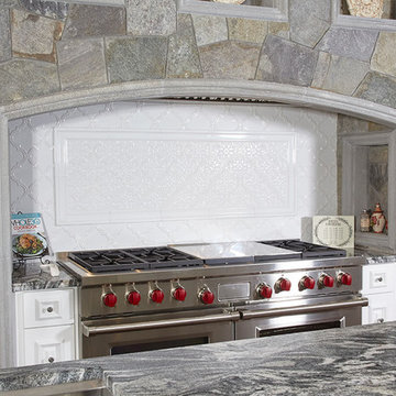 Coastal Home Wolf Range & Custom Stone Hearth