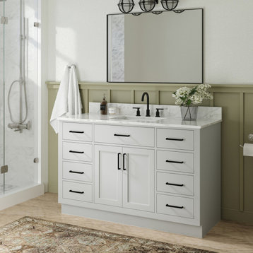 Ariel Hepburn 55" Rectangle Sink Vanity, Gray, 0.75" Carrara Marble