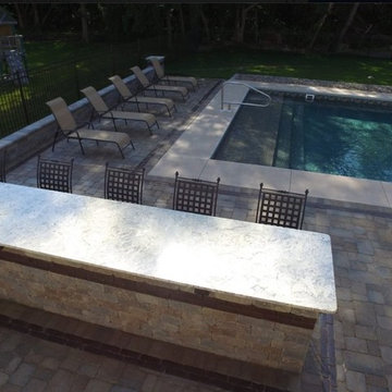 Paver Pool Patio with Outdoor Kitchen
