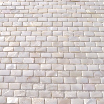 Contemporary Tile Mini Brick Oyster White Pearl Tile