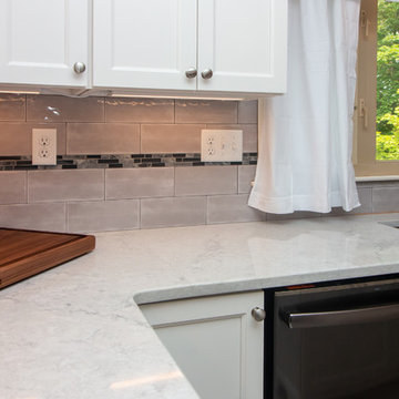 Transitional Chantilly Kitchen Remodel with Glacier Gray accent tile back splash