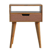 Perforated Copper Front Bedside Table
