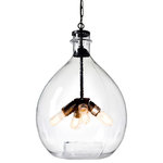 Casamotion - Wavy Hammered Hand Blown Glass Pendant Light, Black, 16", Clear Glass - WARNING - THIS PRODUCT IS AVAILABLE IN 3 SIZES - PLEASE REFER TO THE PHOTO THAT SHOWS THE SIZES OF EACH MODEL.  WE STRONGLY ENCOURAGE DOUBLE CHECKING IF SIZE FITS YOUR APPLICATION BEFORE PURCHASE.  IF YOUR APPLICATION IS KITCHEN ISLAND INSTALLATION, PLEASE NOTE THAT PROPORTIONALLY, 11 INCH MODEL FITS WELL INTO A ROOM WITH 9 OR 10 FOOT CEILINGS, 13 INCH MODEL FITS 10 TO 12 FOOT CEILINGS, AND 16 INCH MODEL IS FOR CEILINGS OF 12 FEET OR HIGHER.  FOR SIZE SUGGESTIONS FOR OTHER TYPES OF APPLICATIONS SUCH AS A DINING ROOM TABLE OR AN ENTRYWAY, PLEASE ASK A PRODUCT QUESTION VIA THE HOUZZ SYSTEM - WE WILL REPLY WITH OUR BEST OPINION.