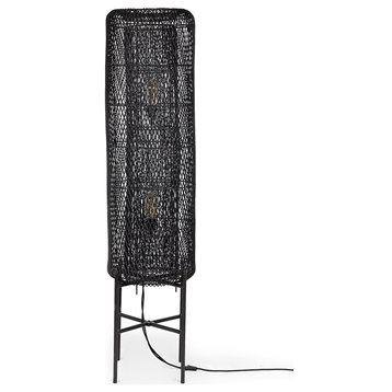 Rattan Mesh Structure Floor Lamp | dBodhi Chunk, W15 X D15 X H63