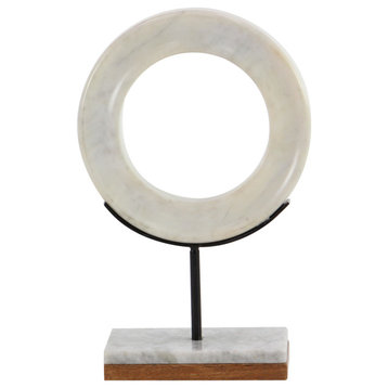 CosmoLiving by Cosmopolitan White Marble Sculpture, Geometric 14" x 9" x 4"