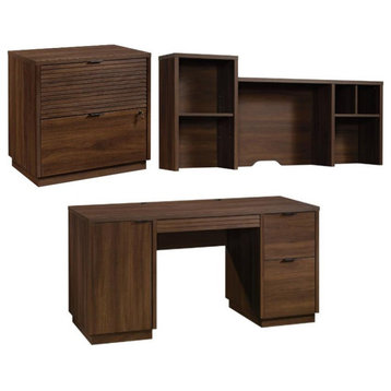 Home Square 3-Piece Set with Computer Desk & Hutch & 2 Drawer Lateral File