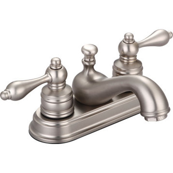 Banner Lavatory 2 Lever Faucet With Solid Brass Pop-Up, Brushed Nickel