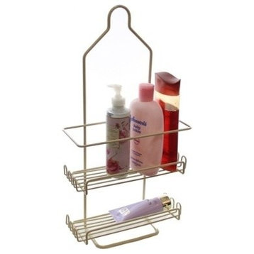 Two Tier Deluxe Shower Caddy Rack Organizer With Shelves Beige