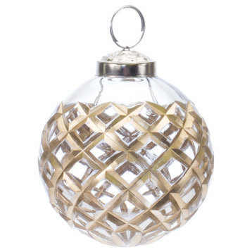Harlequin Etched Glass Ball Ornament, Set of 6