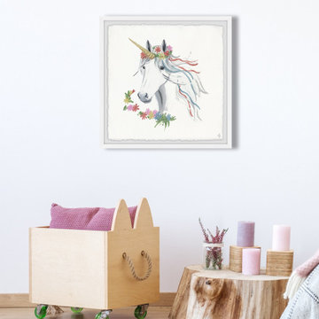 "Rainbow Unicorn V" Framed Painting Print