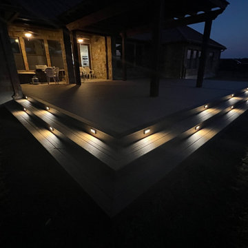 Cedar pergola and composite deck with lighting